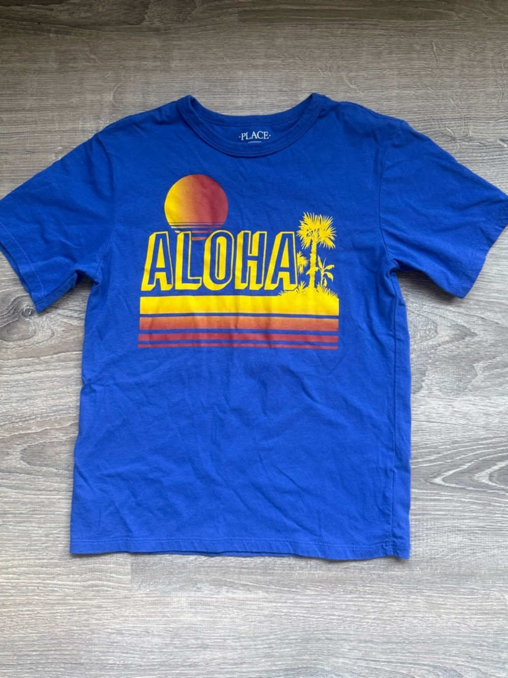 Place Boy’s M (7/8) Royal Blue ALOHA Graphic Tee Summer T-Shirt NWOT